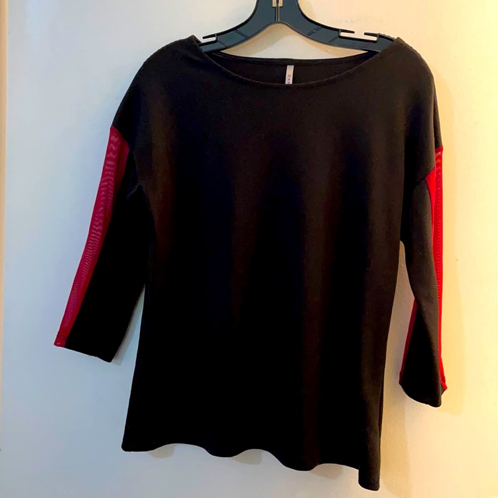 Black top with sheer arms